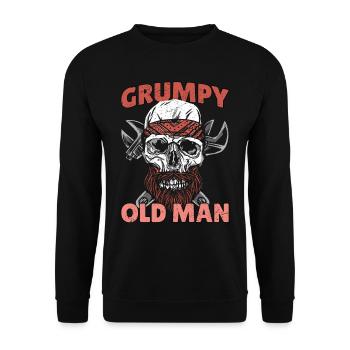 Opa Rentner Grumpy Old Man Mürrisch Großvater - Unisex Pullover - Schwarz - Vorne - Alina (178cm) & Michal (187cm)