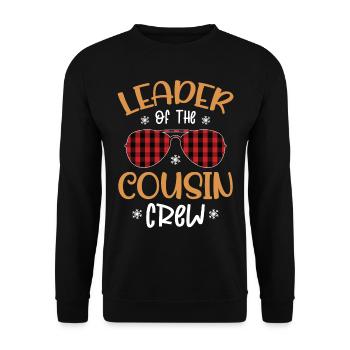 Leader Of The Cousin Crew Familien Outfit - Unisex Pullover - Schwarz - Vorne - Alina (178cm) & Michal (187cm)