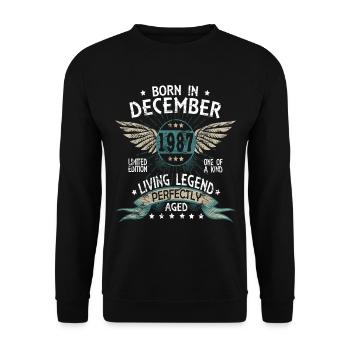 Legends born in December 1987 - Unisex Pullover - Schwarz - Vorne - Alina (178cm) & Michal (187cm)