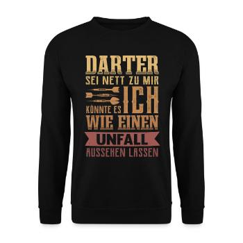 Darts Dartspieler Dartverein Darten Lustig Dart - Unisex Pullover - Schwarz - Vorne - Alina (178cm) & Michal (187cm)