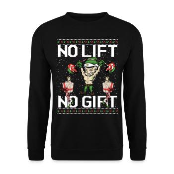 No Lift no Gift pull de Noël moche - Sweat-shirt Unisexe - noir - Devant - Alina (178cm) & Michal (187cm)