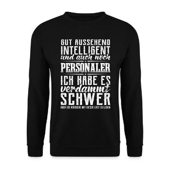 Personaler Human Resources Lustig Personal - Unisex Pullover - Schwarz - Vorne - Alina (178cm) & Michal (187cm)