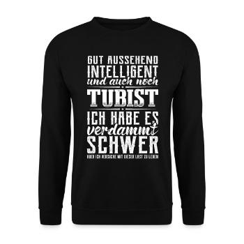 Tuba Gutaussehend Tubist Lustig Tubisten - Unisex Pullover - Schwarz - Vorne - Alina (178cm) & Michal (187cm)
