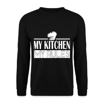 Chef My Kitchen My Rules Cook Gift - Unisex Sweatshirt - black - Front - Alina (178cm) & Michal (187cm)