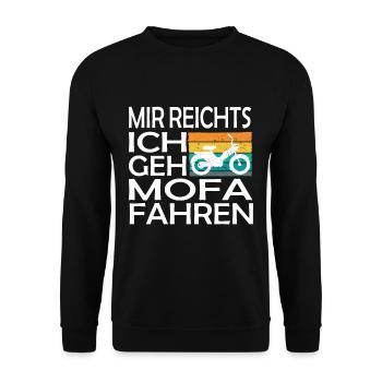Mopedfahren lustiger Spruch - Unisex Pullover - Schwarz - Vorne - Alina (178cm) & Michal (187cm)