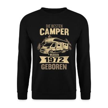 50. Geburtstag Camper 1972 Camping 50 Jahre - Unisex Pullover - Schwarz - Vorne - Alina (178cm) & Michal (187cm)