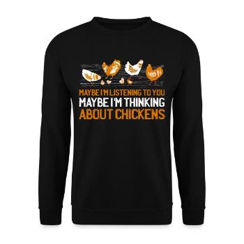 Hühner Huhn Hühnerzüchter - Unisex Pullover - Schwarz - Vorne - Alina (178cm) & Michal (187cm)