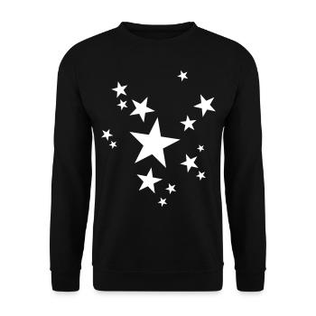 Sterne Design Glitzer Zauber Geschenk - Unisex Pullover - Schwarz - Vorne - Alina (178cm) & Michal (187cm)