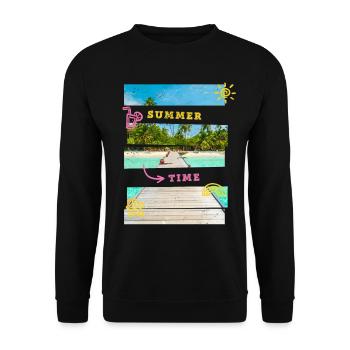 Été Sun Beach Sea Palm Voyage de vacances - Sweat-shirt Unisexe - noir - Devant - Alina (178cm) & Michal (187cm)