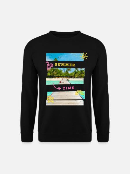 Sommer Sonne Strand Meer Palme Urlaub Reisen - Unisex Pullover - Schwarz