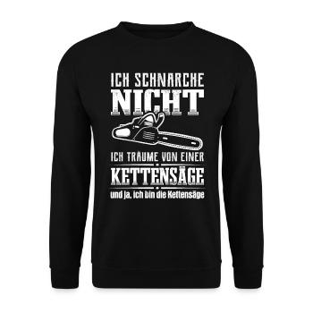 Ich Schnarche nicht Kettensäge - Unisex Pullover - Schwarz - Vorne - Alina (178cm) & Michal (187cm)