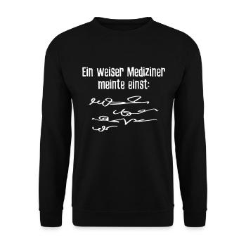 Arzt Handschrift Medizin Mediziner - Unisex Pullover - Schwarz - Vorne - Alina (178cm) & Michal (187cm)
