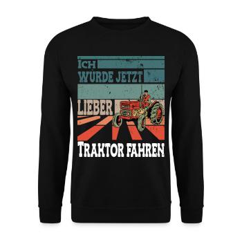 Lieber Traktor fahren - Unisex Pullover - Schwarz - Vorne - Alina (178cm) & Michal (187cm)