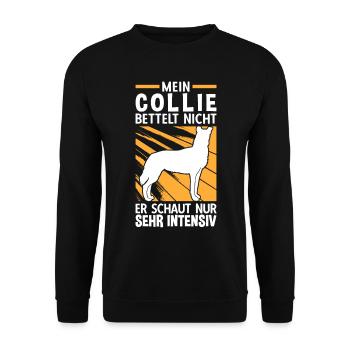 Mein Kurzhaarcollie bettelt nicht Smooth Collie - Unisex Pullover - Schwarz - Vorne - Alina (178cm) & Michal (187cm)