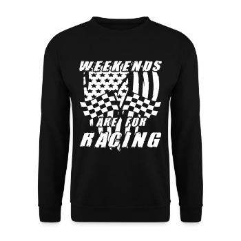 Rennsport Weekends are for Racing Rennfahrer - Unisex Pullover - Schwarz - Vorne - Alina (178cm) & Michal (187cm)