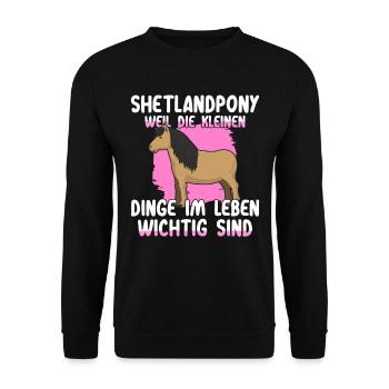 Shetty Shetlandpony Pferde Reiterin Reitsport - Unisex Pullover - Schwarz - Vorne - Alina (178cm) & Michal (187cm)
