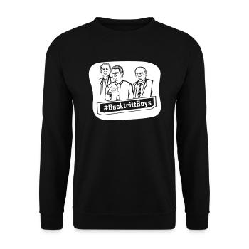 Backtritt Boys Politik Rückzug Rücktritt Geschenk - Unisex Pullover - Schwarz - Vorne - Alina (178cm) & Michal (187cm)