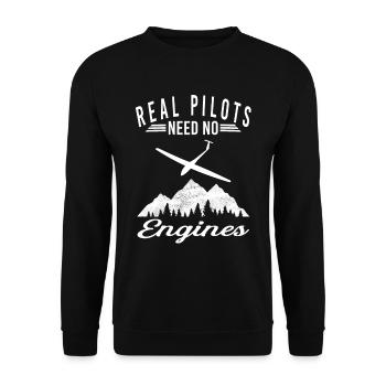 Real Pilots need no Engines - Unisex Sweatshirt - black - Front - Alina (178cm) & Michal (187cm)