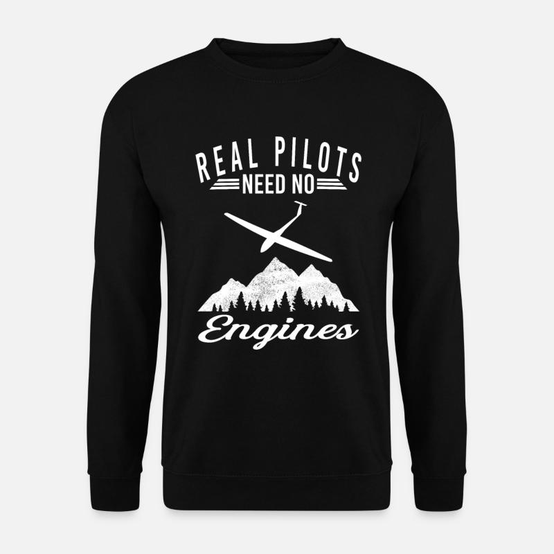 Real Pilots need no Engines - Unisex Pullover - Schwarz