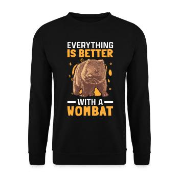 Mieux avec Wombat Australia Marsupial - Sweat-shirt Unisexe - noir - Devant - Alina (178cm) & Michal (187cm)