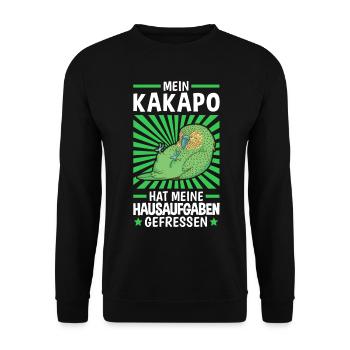 Kakapo Hausaufgaben flugunfähiger Papagei - Unisex Pullover - Schwarz - Vorne - Alina (178cm) & Michal (187cm)