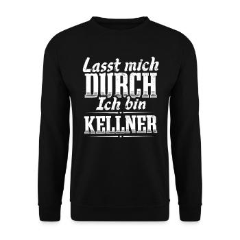 Ich bin Kellner lasst mich durch - Unisex Pullover - Schwarz - Vorne - Alina (178cm) & Michal (187cm)