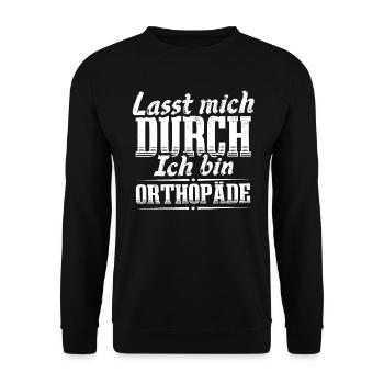 Ich bin Orthopäde lasst mich durch Orthopädie - Unisex Pullover - Schwarz - Vorne - Alina (178cm) & Michal (187cm)