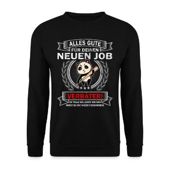 Alles Gute Verräter - Jobwechsel Abschiedsgeschenk - Unisex Pullover - Schwarz - Vorne - Alina (178cm) & Michal (187cm)