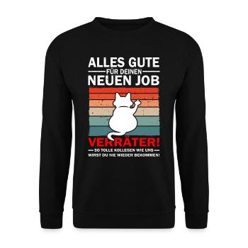 Alles Gute Verräter - Jobwechsel Abschiedsgeschenk - Unisex Pullover - Schwarz - Vorne - Alina (178cm) & Michal (187cm)