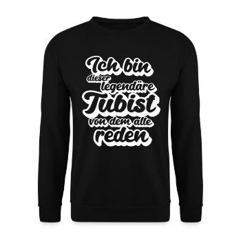 Tuba Legende Tubist Tubisten Tubaspieler - Unisex Pullover - Schwarz - Vorne - Alina (178cm) & Michal (187cm)