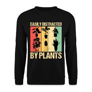 Easily Distracted By Plants Pflanzen - Unisex Pullover - Schwarz - Vorne - Alina (178cm) & Michal (187cm)