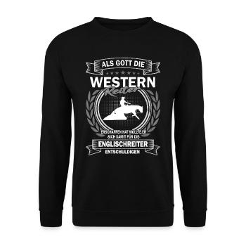 Westernreiten Reiterin und Pferd - Unisex Pullover - Schwarz - Vorne - Alina (178cm) & Michal (187cm)