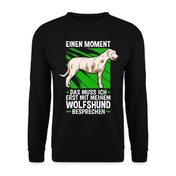 Mit meinem Wolfshund besprechen Irish Wolfhound - Unisex Pullover - Schwarz - Vorne - Alina (178cm) & Michal (187cm)