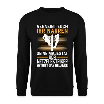 Seine Majestät der Netzelektriker Elektriker - Unisex Pullover - Schwarz - Vorne - Alina (178cm) & Michal (187cm)