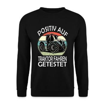 Witzige Landwirtschaft, Bauer & Traktor - Unisex Pullover - Schwarz - Vorne - Alina (178cm) & Michal (187cm)