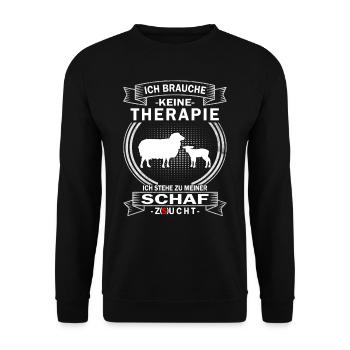 Ich brauche keine Therapie Schafe - Unisex Pullover - Schwarz - Vorne - Alina (178cm) & Michal (187cm)
