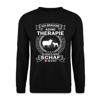 Ich brauche keine Therapie Schafe Bäuerin - Unisex Pullover - Schwarz - Vorne - Alina (178cm) & Michal (187cm)
