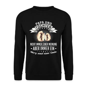 Papa Tochter Herz und Seele - Unisex Pullover - Schwarz - Vorne - Alina (178cm) & Michal (187cm)