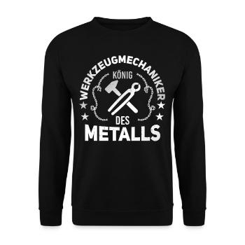Werkzeugmechaniker König des Metalls Werkzeugbau - Unisex Pullover - Schwarz - Vorne - Alina (178cm) & Michal (187cm)