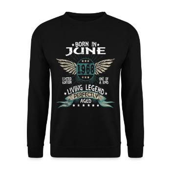 Légendes Nées en juin 1968 - Sweat-shirt Unisexe - noir - Devant - Alina (178cm) & Michal (187cm)