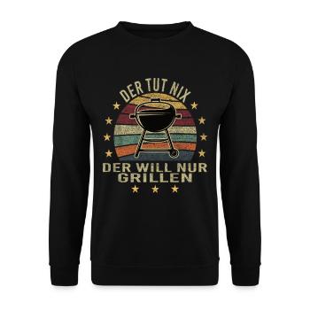 Der tut nix der will nur Grillen - Unisex Pullover - Schwarz - Vorne - Alina (178cm) & Michal (187cm)
