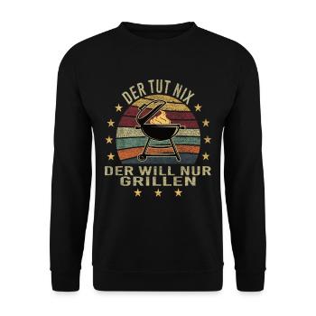 Der tut nix der will nur Grillen - Unisex Pullover - Schwarz - Vorne - Alina (178cm) & Michal (187cm)