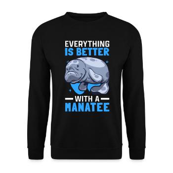 Alles ist besser mit Seekühen Manati Seekuh - Unisex Pullover - Schwarz - Vorne - Alina (178cm) & Michal (187cm)
