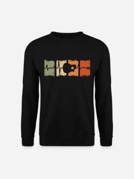 Gitarre Herzschlag Retro Gitarrenspieler Gitarrist - Unisex Pullover - Schwarz