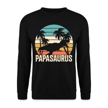 Papasaurus T-Rex Papa Father's Day Dad - Unisex Sweatshirt - black - Front - Alina (178cm) & Michal (187cm)