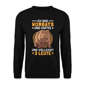 Wombats und Kaffee Australien Beuteltier Wombat - Unisex Pullover - Schwarz - Vorne - Alina (178cm) & Michal (187cm)