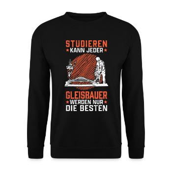 Gleisbauer studieren Weichenmechaniker Gleisbau - Unisex Pullover - Schwarz - Vorne - Alina (178cm) & Michal (187cm)