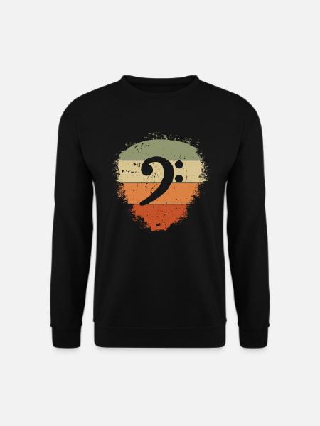 Bassist Notenschlüssel Bass Vintage Gitarre - Unisex Pullover - Schwarz