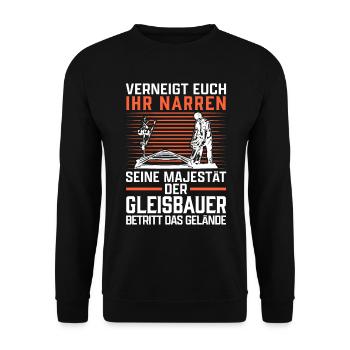 Seine Majestät der Gleisbauer Gleisbau - Unisex Pullover - Schwarz - Vorne - Alina (178cm) & Michal (187cm)