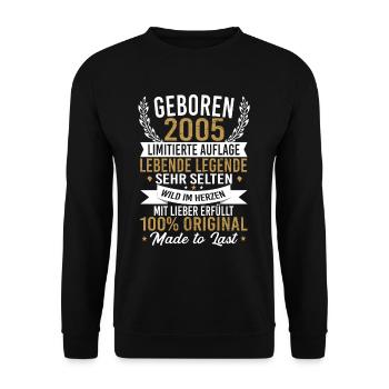Geboren 2005 limitierte Auflage - Unisex Pullover - Schwarz - Vorne - Alina (178cm) & Michal (187cm)